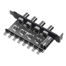 Load image into Gallery viewer, 12V 1 To 3 8 Way PC Case Cooling Fan Hub 4Pin 3Pin Speed Controller Practical Regulator Splitter Computer Adapter
