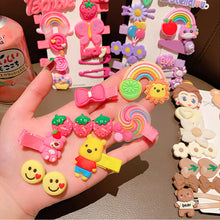 Load image into Gallery viewer, 14pcs/set Cute Children Hair Clips Sweet Cartoon Strawberry Bear Hairpin Bangs Hairpin Headwear Hair Accessories