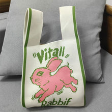 Load image into Gallery viewer, Woolen Bag Fashionable Simple Large Capacity Tote Bag Shoulder Bag Cute Rabbit Knit Bag Women Daily Knitted Bag