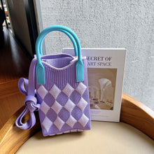 Load image into Gallery viewer, Small Design Checkered Diamond Knitted Mini Cute Phone Bag Crossbody Bag Handbag Women Reusable Shopping Bags