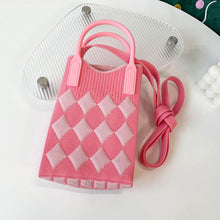 Load image into Gallery viewer, Small Design Checkered Diamond Knitted Mini Cute Phone Bag Crossbody Bag Handbag Women Reusable Shopping Bags