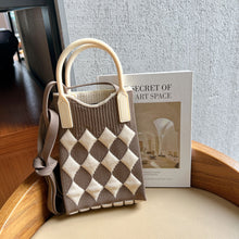 Load image into Gallery viewer, Small Design Checkered Diamond Knitted Mini Cute Phone Bag Crossbody Bag Handbag Women Reusable Shopping Bags