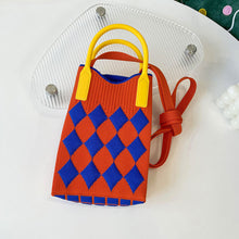 Load image into Gallery viewer, Small Design Checkered Diamond Knitted Mini Cute Phone Bag Crossbody Bag Handbag Women Reusable Shopping Bags