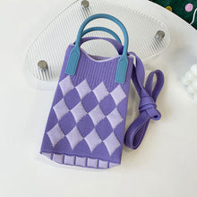 Load image into Gallery viewer, Small Design Checkered Diamond Knitted Mini Cute Phone Bag Crossbody Bag Handbag Women Reusable Shopping Bags