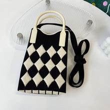 Load image into Gallery viewer, Small Design Checkered Diamond Knitted Mini Cute Phone Bag Crossbody Bag Handbag Women Reusable Shopping Bags