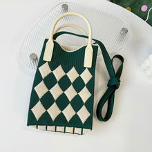 Load image into Gallery viewer, Small Design Checkered Diamond Knitted Mini Cute Phone Bag Crossbody Bag Handbag Women Reusable Shopping Bags
