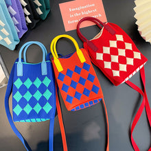 Load image into Gallery viewer, Small Design Checkered Diamond Knitted Mini Cute Phone Bag Crossbody Bag Handbag Women Reusable Shopping Bags