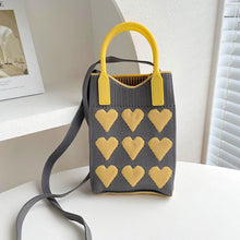 Load image into Gallery viewer, Reusable Small Design Checkered Heart Mini Cute Knitted Bag Crossbody Bag Handbag Women Shopping Bags Wrist Bag