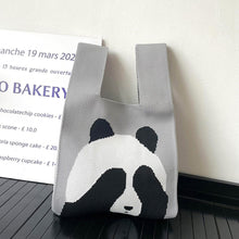 Load image into Gallery viewer, Cute Panda Knitted Shoulder Bag Handbag Student Commuter Leisure Versatile Tote Bag Women Wrist Bag Reusable Shopping Bags