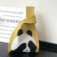 Load image into Gallery viewer, Cute Panda Knitted Shoulder Bag Handbag Student Commuter Leisure Versatile Tote Bag Women Wrist Bag Reusable Shopping Bags
