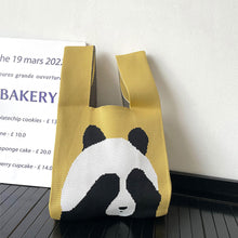 Load image into Gallery viewer, Cute Panda Knitted Shoulder Bag Handbag Student Commuter Leisure Versatile Tote Bag Women Wrist Bag Reusable Shopping Bags