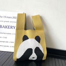 Load image into Gallery viewer, Cute Panda Knitted Shoulder Bag Handbag Student Commuter Leisure Versatile Tote Bag Women Wrist Bag Reusable Shopping Bags