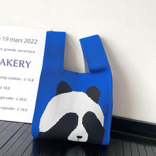 Load image into Gallery viewer, Cute Panda Knitted Shoulder Bag Handbag Student Commuter Leisure Versatile Tote Bag Women Wrist Bag Reusable Shopping Bags