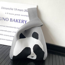 Load image into Gallery viewer, Cute Panda Knitted Shoulder Bag Handbag Student Commuter Leisure Versatile Tote Bag Women Wrist Bag Reusable Shopping Bags