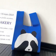 Load image into Gallery viewer, Cute Panda Knitted Shoulder Bag Handbag Student Commuter Leisure Versatile Tote Bag Women Wrist Bag Reusable Shopping Bags