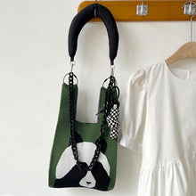 Load image into Gallery viewer, Cute Panda Knitted Shoulder Bag Handbag Student Commuter Leisure Versatile Tote Bag Women Wrist Bag Reusable Shopping Bags