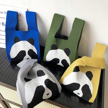 Load image into Gallery viewer, Cute Panda Knitted Shoulder Bag Handbag Student Commuter Leisure Versatile Tote Bag Women Wrist Bag Reusable Shopping Bags