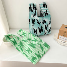 Load image into Gallery viewer, Fashion Handmade Knit Handbag Mini Butterfly Stripe Wrist-bag Female Casual Tote Bag Women Student Reusable Shopping Bag
