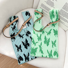 Load image into Gallery viewer, Fashion Handmade Knit Handbag Mini Butterfly Stripe Wrist-bag Female Casual Tote Bag Women Student Reusable Shopping Bag