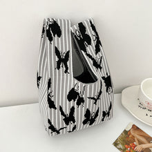Load image into Gallery viewer, Fashion Handmade Knit Handbag Mini Butterfly Stripe Wrist-bag Female Casual Tote Bag Women Student Reusable Shopping Bag