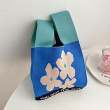 Load image into Gallery viewer, Handmade Fashion Knit Handbag Casual Flower Wrist-bag Large Capacity Female Tote Bag Women Student Reusable Shopping Bags