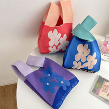 Load image into Gallery viewer, Handmade Fashion Knit Handbag Casual Flower Wrist-bag Large Capacity Female Tote Bag Women Student Reusable Shopping Bags