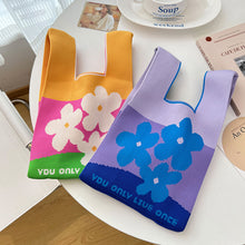 Load image into Gallery viewer, Handmade Fashion Knit Handbag Casual Flower Wrist-bag Large Capacity Female Tote Bag Women Student Reusable Shopping Bags