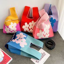 Load image into Gallery viewer, Handmade Fashion Knit Handbag Casual Flower Wrist-bag Large Capacity Female Tote Bag Women Student Reusable Shopping Bags