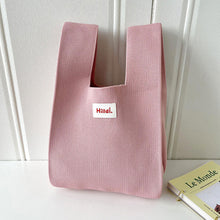 Load image into Gallery viewer, Handmade Knit Handbag Casual Knitted Bag Solid Color Knitting Wrist-bag Female Tote Bag Women Reusable Shopping Bags