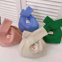 Load image into Gallery viewer, Handmade Knit Handbag Casual Knitted Bag Solid Color Knitting Wrist-bag Female Tote Bag Women Reusable Shopping Bags