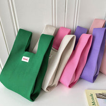 Load image into Gallery viewer, Handmade Knit Handbag Casual Knitted Bag Solid Color Knitting Wrist-bag Female Tote Bag Women Reusable Shopping Bags