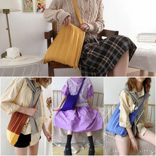 Load image into Gallery viewer, Handmade Casual Knitted Bag Solid Color Knitting Wrist-bag Reusable Pleated Bag Large Capacity Folding Shopping Bag Tote Bag