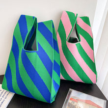 Load image into Gallery viewer, Knitted Soft Tote Bags Summer Fashion Women's Striped Wool Knitted Handbags Large Capacity Casual Ladies Shoulder Crossbody Bag