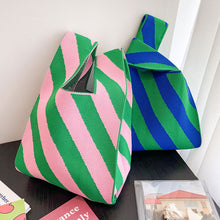 Load image into Gallery viewer, Knitted Soft Tote Bags Summer Fashion Women's Striped Wool Knitted Handbags Large Capacity Casual Ladies Shoulder Crossbody Bag