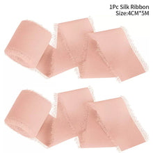 Load image into Gallery viewer, 5m/Roll Handmade Frayed Edged Satin Chiffon Silk Ribbon For Wedding Invitation Wrapping Flower Bouquets Gift Packaging Birthday Party Decor