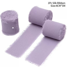 Load image into Gallery viewer, 5m/Roll Handmade Frayed Edged Satin Chiffon Silk Ribbon For Wedding Invitation Wrapping Flower Bouquets Gift Packaging Birthday Party Decor