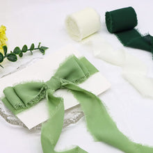 Load image into Gallery viewer, 5m/Roll Handmade Frayed Edged Satin Chiffon Silk Ribbon For Wedding Invitation Wrapping Flower Bouquets Gift Packaging Birthday Party Decor