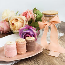 Load image into Gallery viewer, 5m/Roll Handmade Frayed Edged Satin Chiffon Silk Ribbon For Wedding Invitation Wrapping Flower Bouquets Gift Packaging Birthday Party Decor