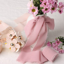 Load image into Gallery viewer, 5m/Roll Handmade Frayed Edged Satin Chiffon Silk Ribbon For Wedding Invitation Wrapping Flower Bouquets Gift Packaging Birthday Party Decor