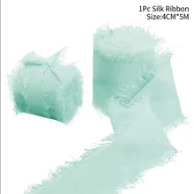 Load image into Gallery viewer, 5m/Roll Handmade Frayed Edged Satin Chiffon Silk Ribbon For Wedding Invitation Wrapping Flower Bouquets Gift Packaging Birthday Party Decor