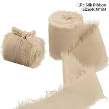 Load image into Gallery viewer, 5m/Roll Handmade Frayed Edged Satin Chiffon Silk Ribbon For Wedding Invitation Wrapping Flower Bouquets Gift Packaging Birthday Party Decor
