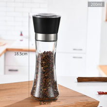 Load image into Gallery viewer, Manual Pepper and Salt Grinder Multifunctional Crusher Glass Seasoning Bottle Pepper Mill and Salt Shaker with Adjustable Coarseness