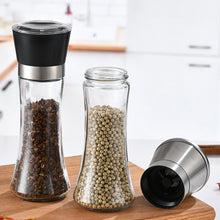Load image into Gallery viewer, Manual Pepper and Salt Grinder Multifunctional Crusher Glass Seasoning Bottle Pepper Mill and Salt Shaker with Adjustable Coarseness