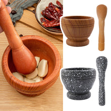 Load image into Gallery viewer, Household Manual Grinder Pressing Garlic Mashed Garlic Mashing Pot Mashing Medicine Pot Jujube Wood Pounding Garlic Stone Mortar
