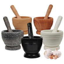 Load image into Gallery viewer, Household Manual Grinder Pressing Garlic Mashed Garlic Mashing Pot Mashing Medicine Pot Jujube Wood Pounding Garlic Stone Mortar