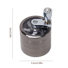 Load image into Gallery viewer, 4 Layers Zinc Alloy 40/63mm Herbal Crusher Tobacco Grinder Smoke Manual Kitchen Herb Metal Layer Grinders Spice Mill Accessories