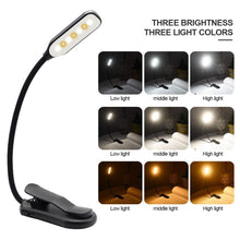 Load image into Gallery viewer, USB Charging Mini LED Eye Protection Book Night Light Adjustable Clip-On Study Desk Lamp Rechargeable for Travel Bedroom Reading