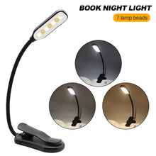 Load image into Gallery viewer, USB Charging Mini LED Eye Protection Book Night Light Adjustable Clip-On Study Desk Lamp Rechargeable for Travel Bedroom Reading