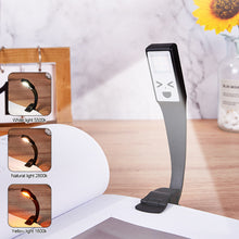 Load image into Gallery viewer, Mini LED Book Night 3 Light Color Adjustable Brightness Clip-On Study Reading Lamp Rechargeable Travel Bedroom Reading Lamp