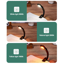 Load image into Gallery viewer, Mini LED Book Night 3 Light Color Adjustable Brightness Clip-On Study Reading Lamp Rechargeable Travel Bedroom Reading Lamp